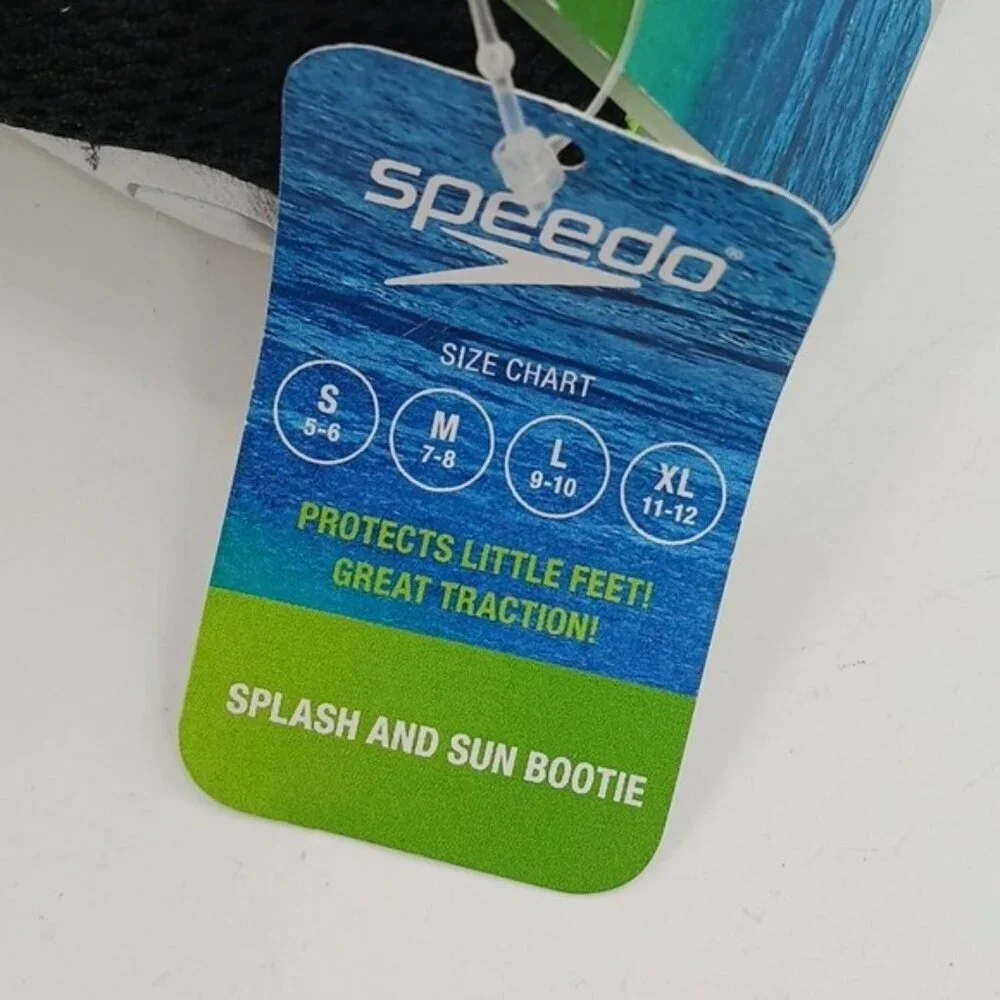 Speedo Boys Splash Sun Bootie Water Shoes Black Green Size XL 11/12 New
